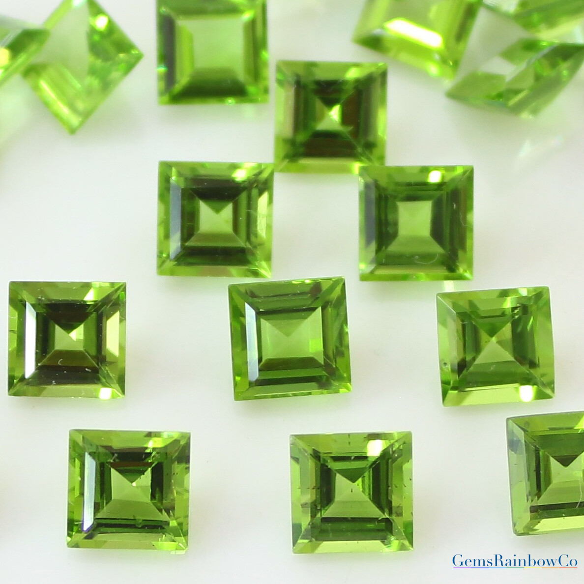 Natural Peridot Square Faceted 3mm, 5mm, 6mm and 7mm Loose gemstones AAA Quality