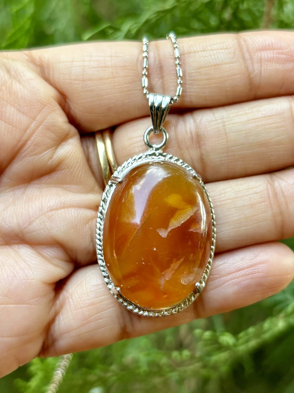 White Gold Filled Agate, Akik Fashion Pendant Locket FREE ASSORTED CHAIN #3