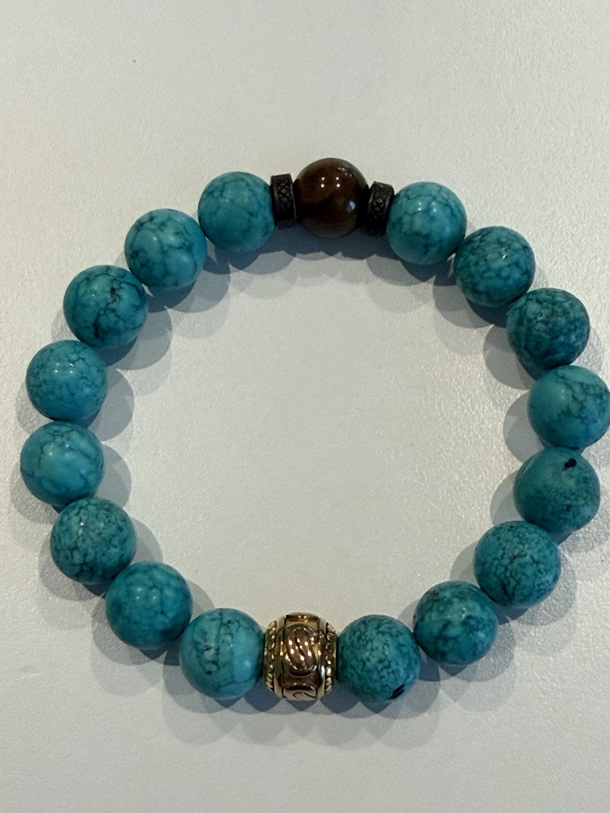 Beautiful Genuine Turquoise Beaded Stretch Bracelet 20 cm / 7.8″ Natural Stones