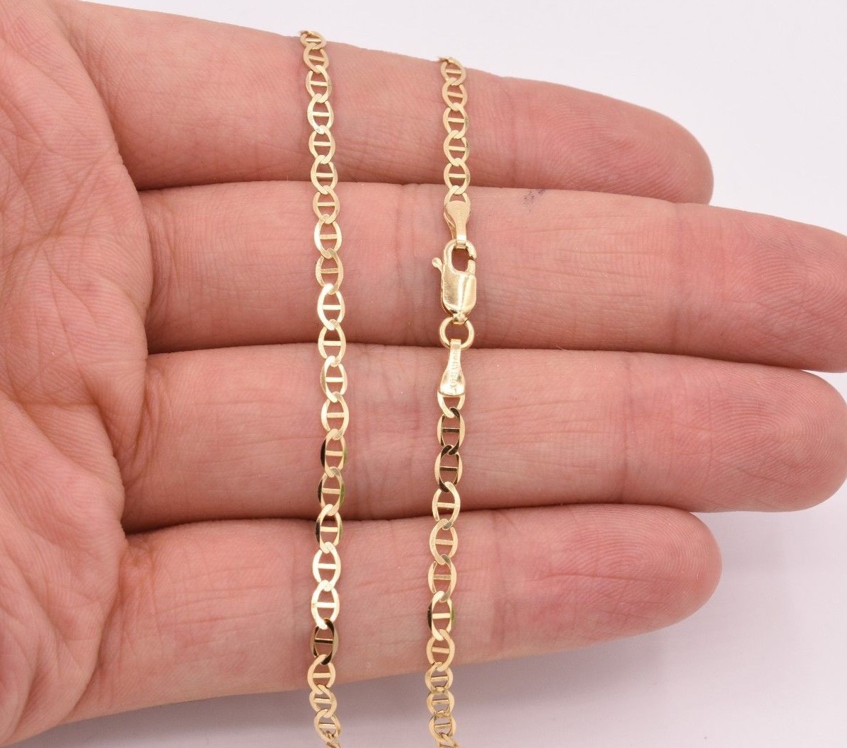 3.2mm Link Chain Necklace Real Solid 10K Yellow Gold