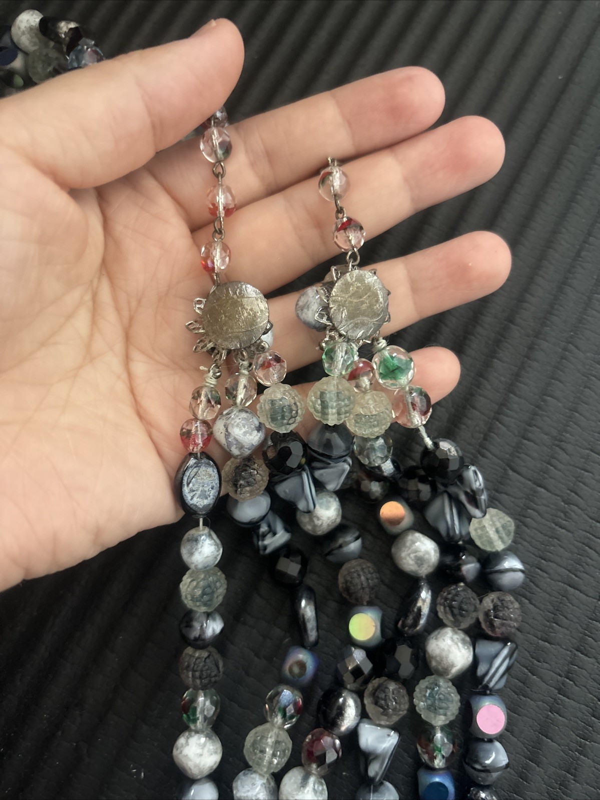 Unsigned But Guess Old Vintage Glass Bead Necklace Earrings And Bracelet