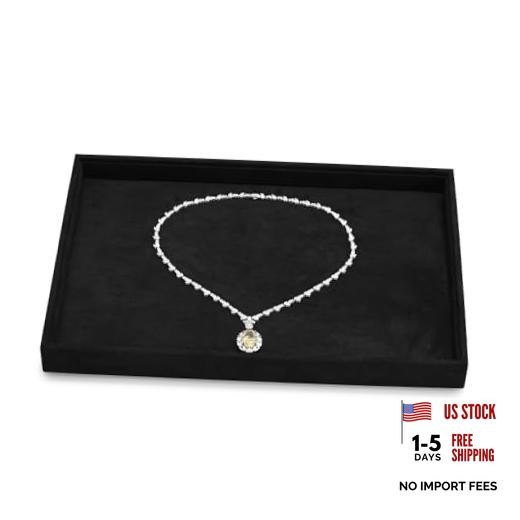 Flat Microfiber Jewelry Tray Necklace Bracelet Bangle Watch 1 Grid Black
