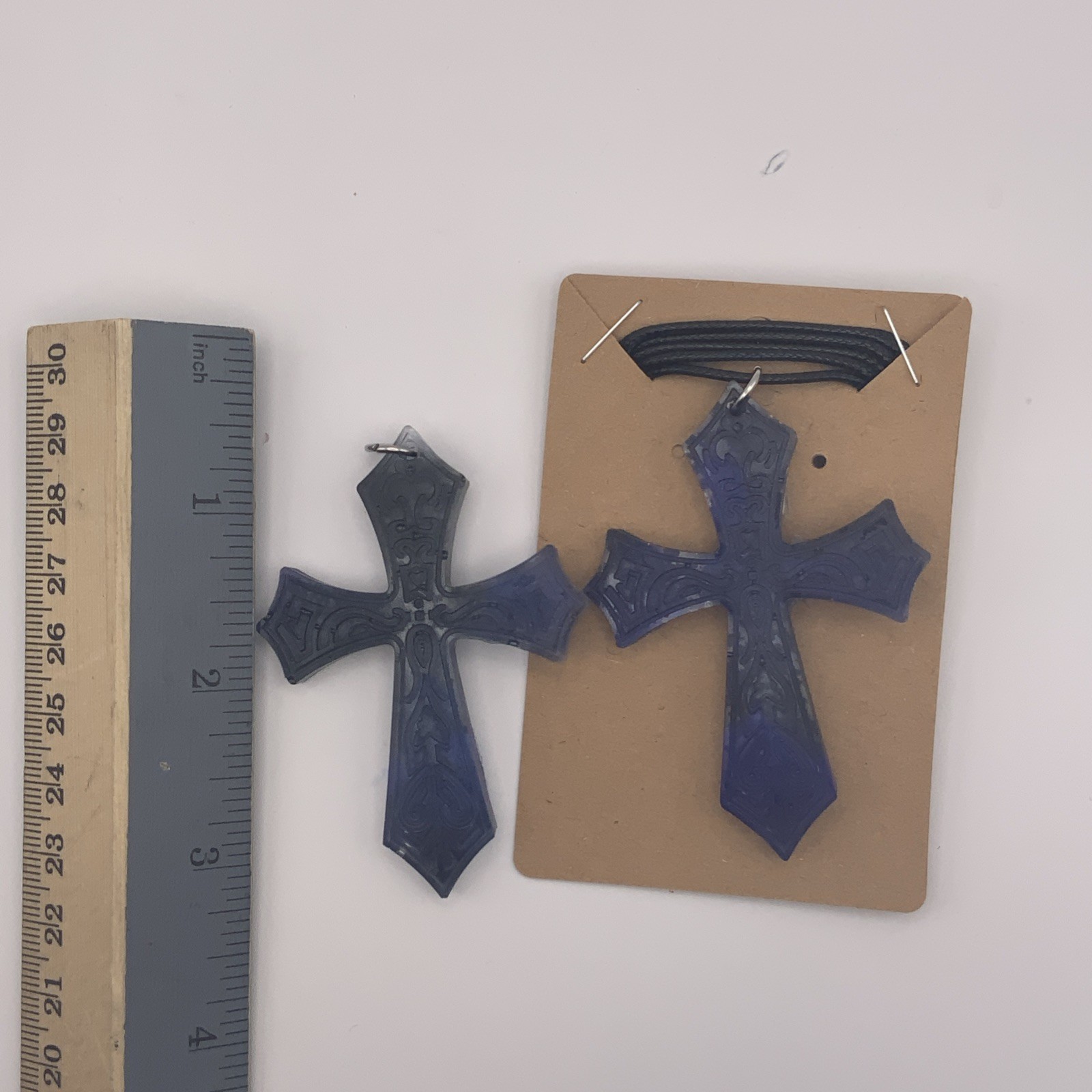 House Of David Handmade Cross Necklace Blue Midnight