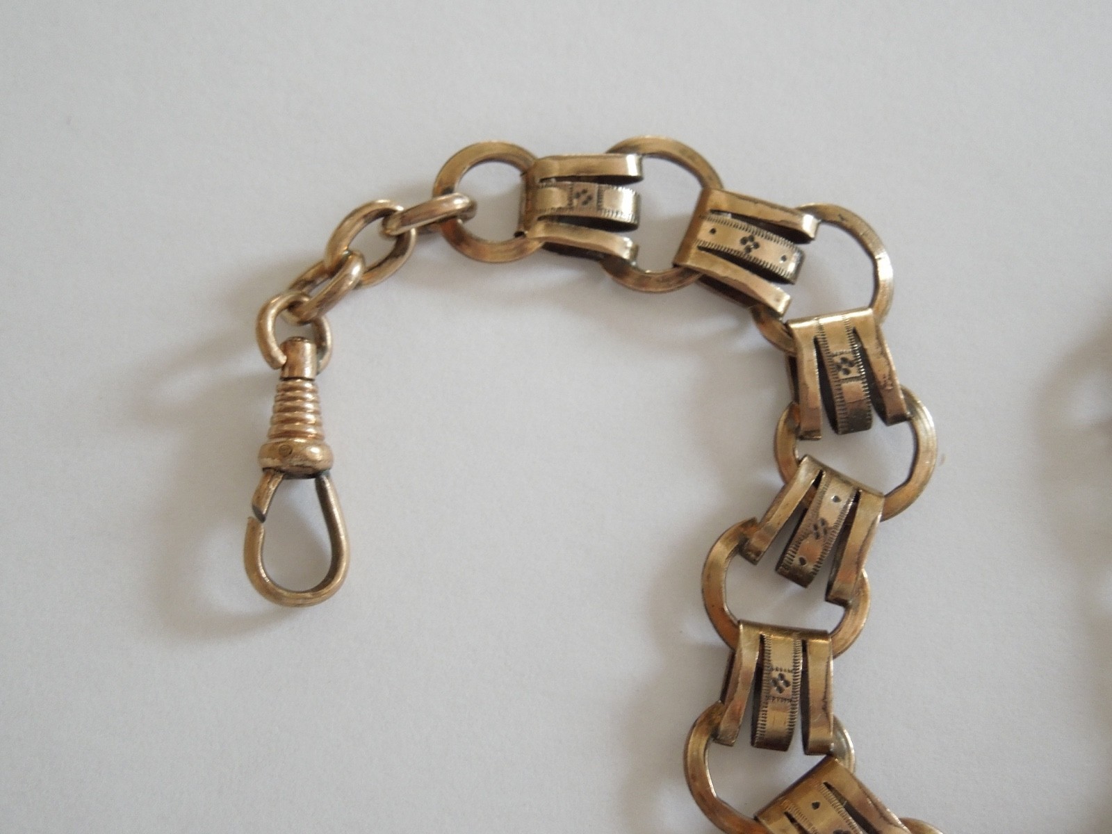 Antique Watch Chain Photo Pendant Medallion Gold Plated 21.9 G/Approx. 25 Cm