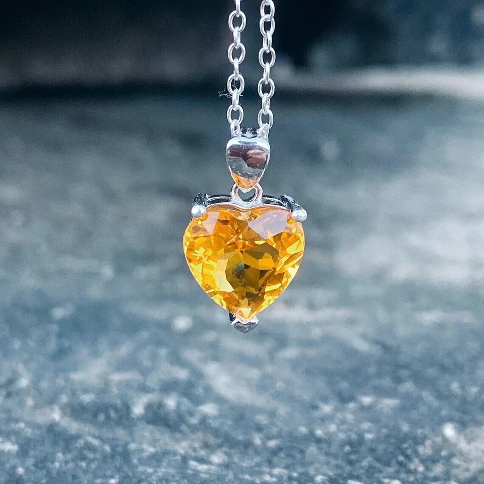 22.10 Ct Heart Cut Natural Citrine Sterling Sliver Pendant – Trending Gemstone