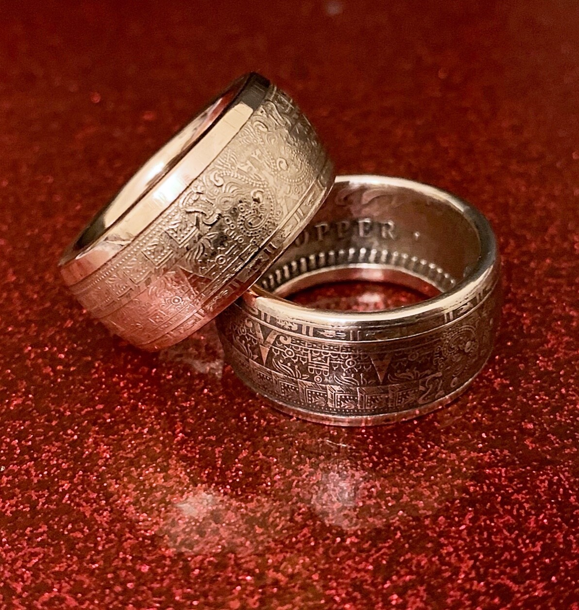 Copper Mayan Aztec Calendar Coin Ring – Solid 99% Pure Copper