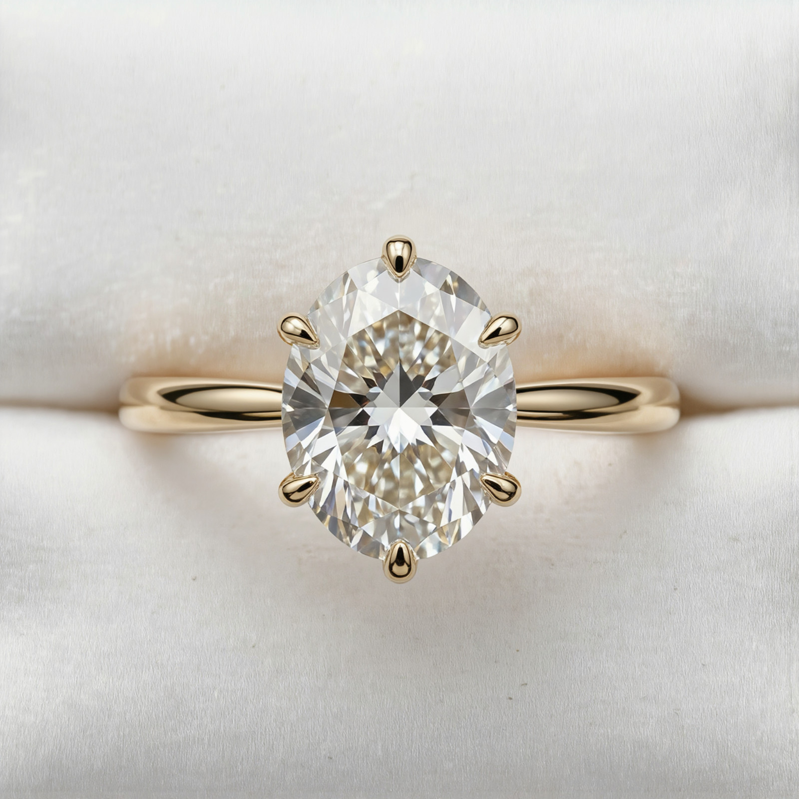 2.0Ct oval Cut moissanite Six prong Solitaire Engagement Ring 14k gold Plated