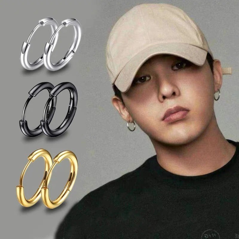 Men Women Stainless Steel Small Huggie Earrings Cartilage Lip Piercing Nose Hoop