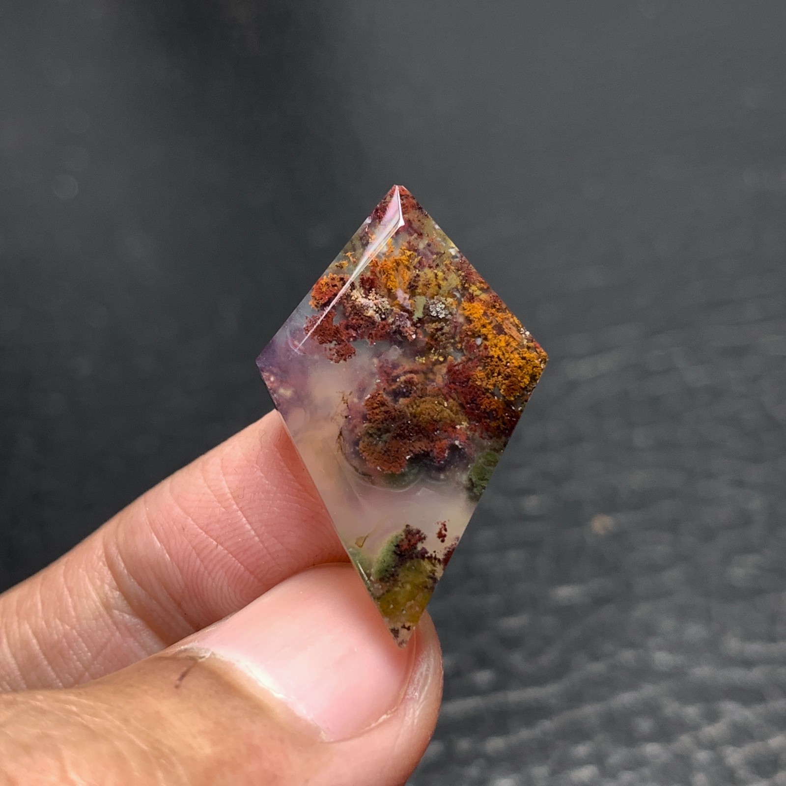 Scenic Moss Agate Cabochon 28x17x4mm High Quality 12 ct