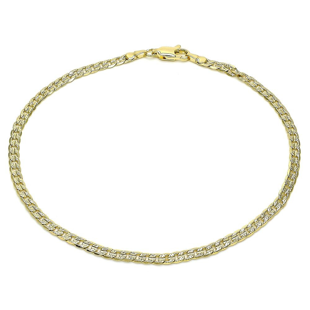 Women’s 14K Gold Filled Basic 3mm Curb Design Polished Anklet 10 inches Long