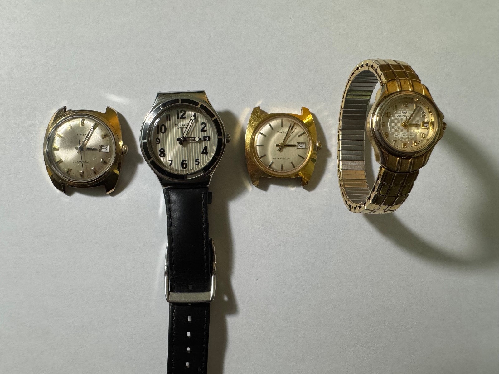 Lot of 4 Men’s Women’s Watches | SWATCH IRONY, TIMEX, WALTHAM | RUNNING PERFECT