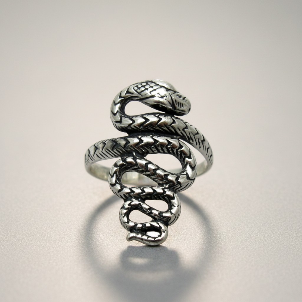 Long Genuine Sterling Silver Snake Ring Stamped Solid 925 Handmade Nickel Free
