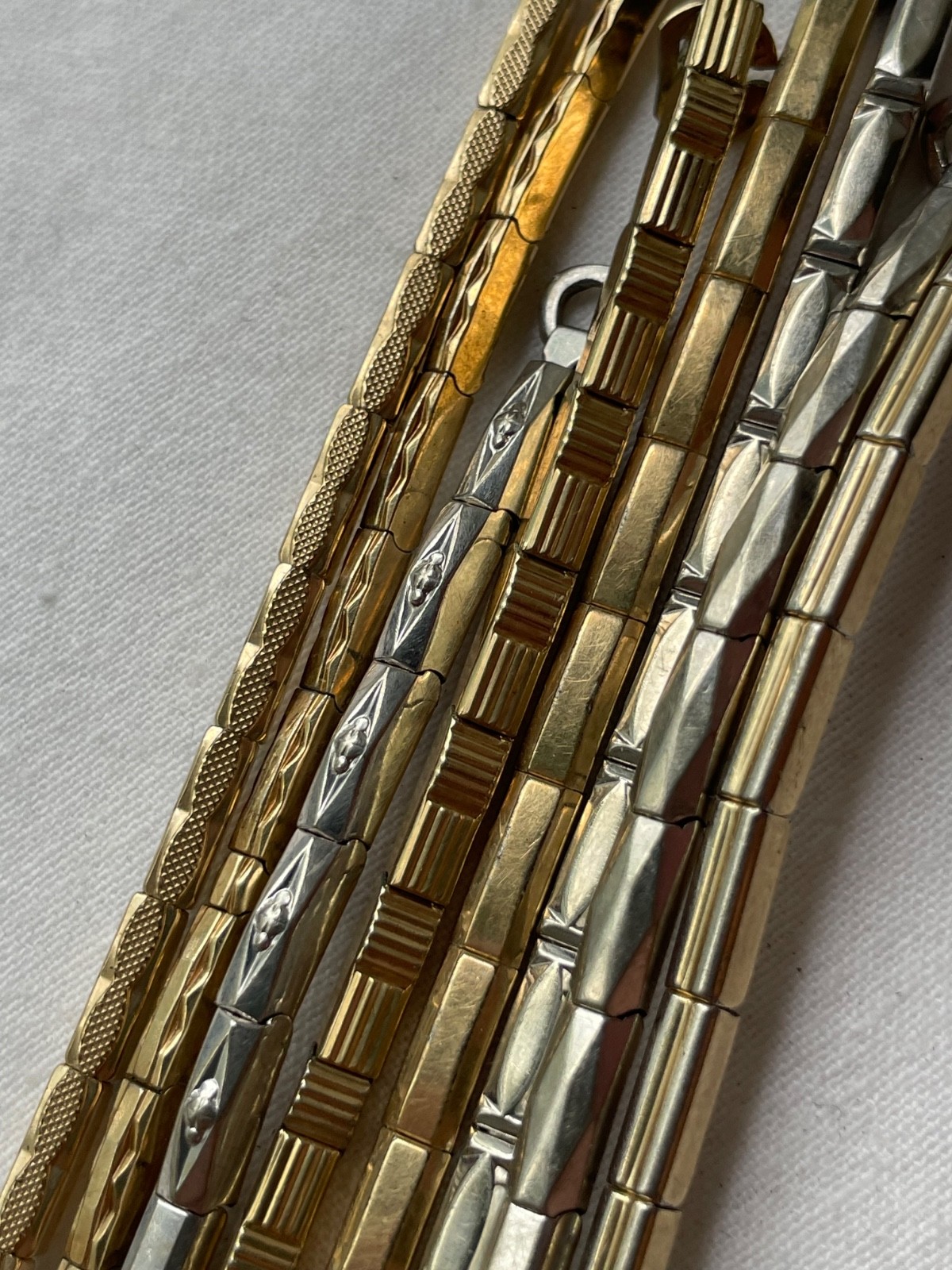 GREAT KIT!!! 8 art-deco USA gold filled ladies watch bands – lot 0807