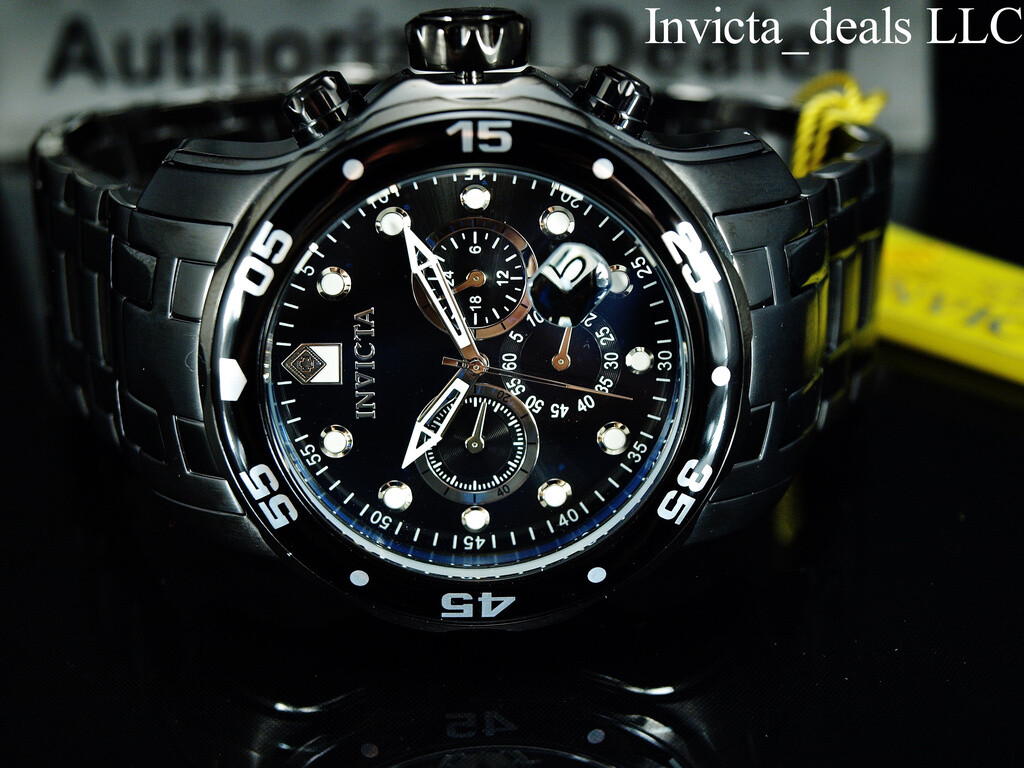 NEW Invicta Men’s 48mm Pro Diver SCUBA Chronograph COMBAT Triple Black SS Watch