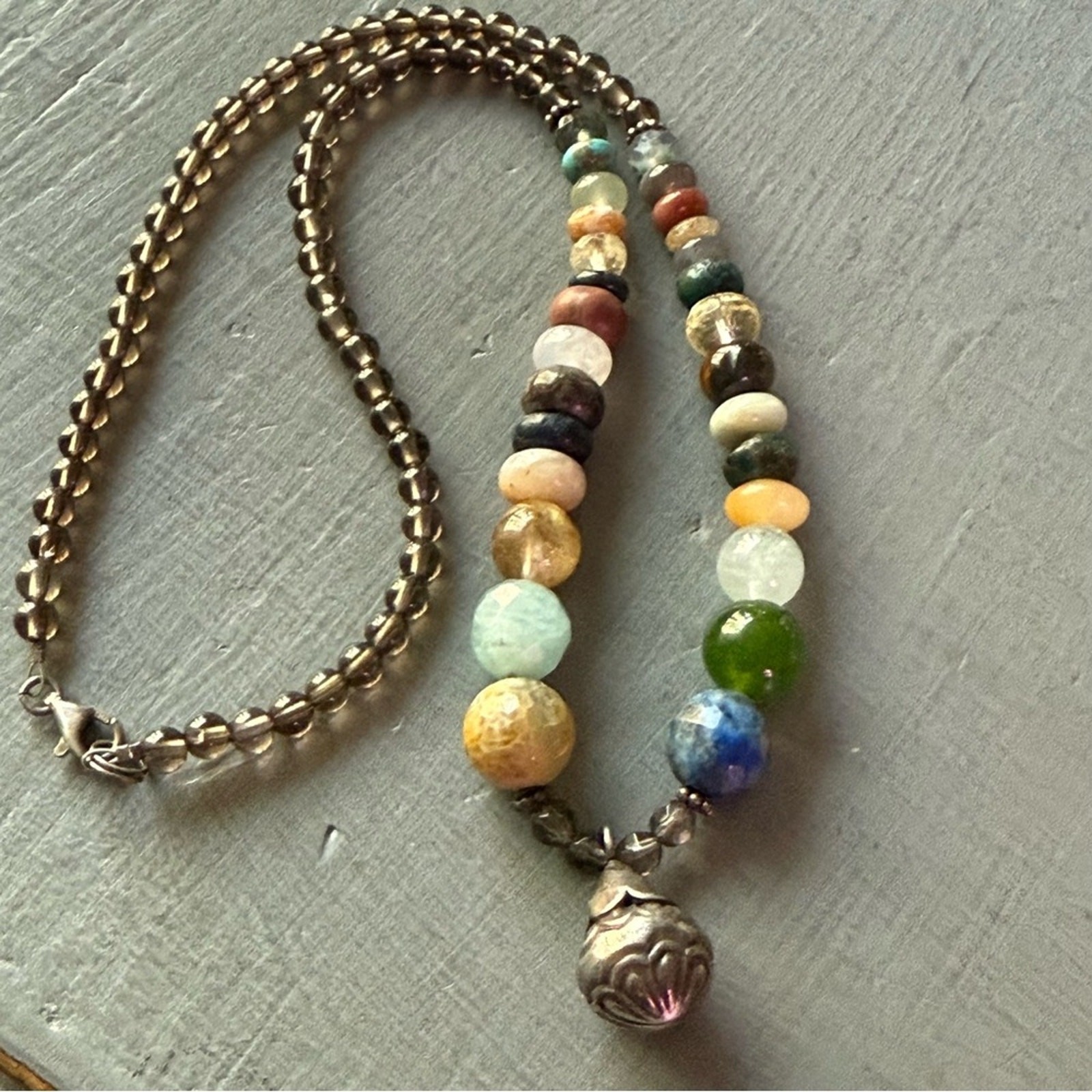 925 Sterling Silver Beaded Jingle Bell Pendant Necklace