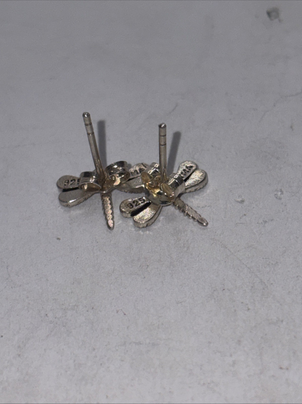 Dragonfly 925 Sterling Silver post Earrings marcasites