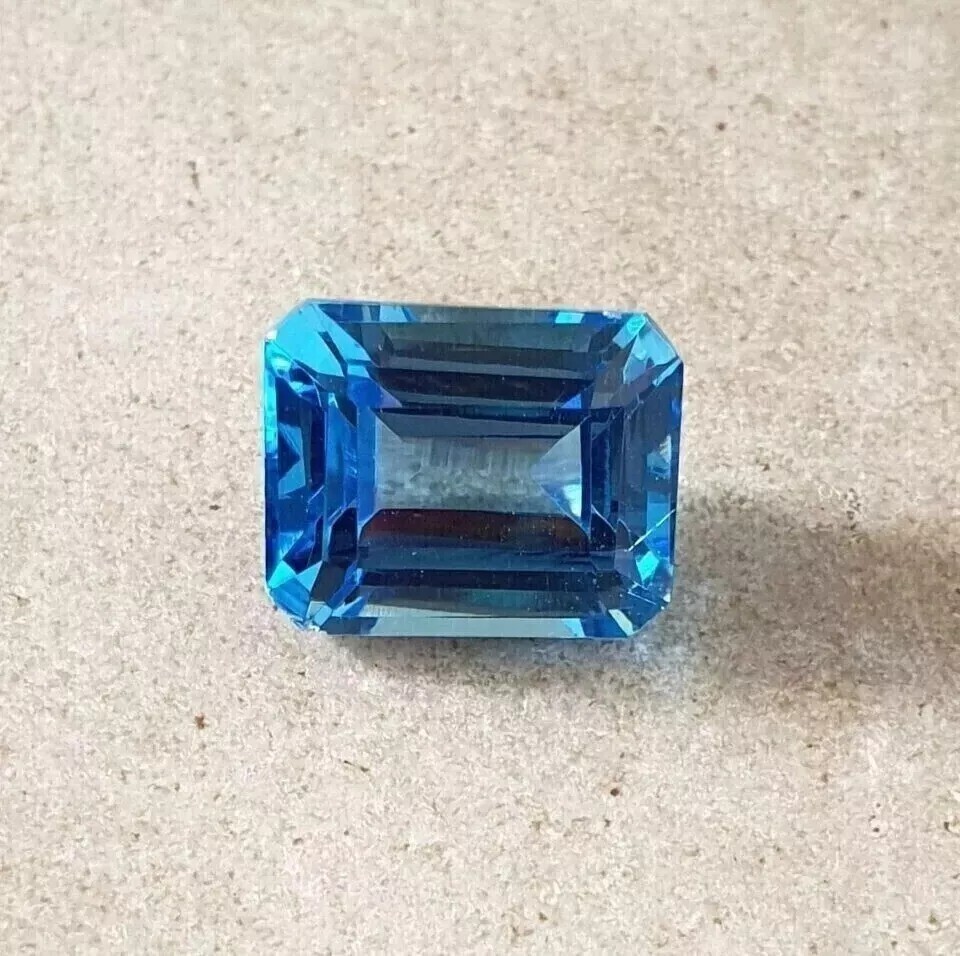 VVS Natural 10.38 Ct Santa Maria Aquamarine Emerald Cut Loose Gemstone Certified