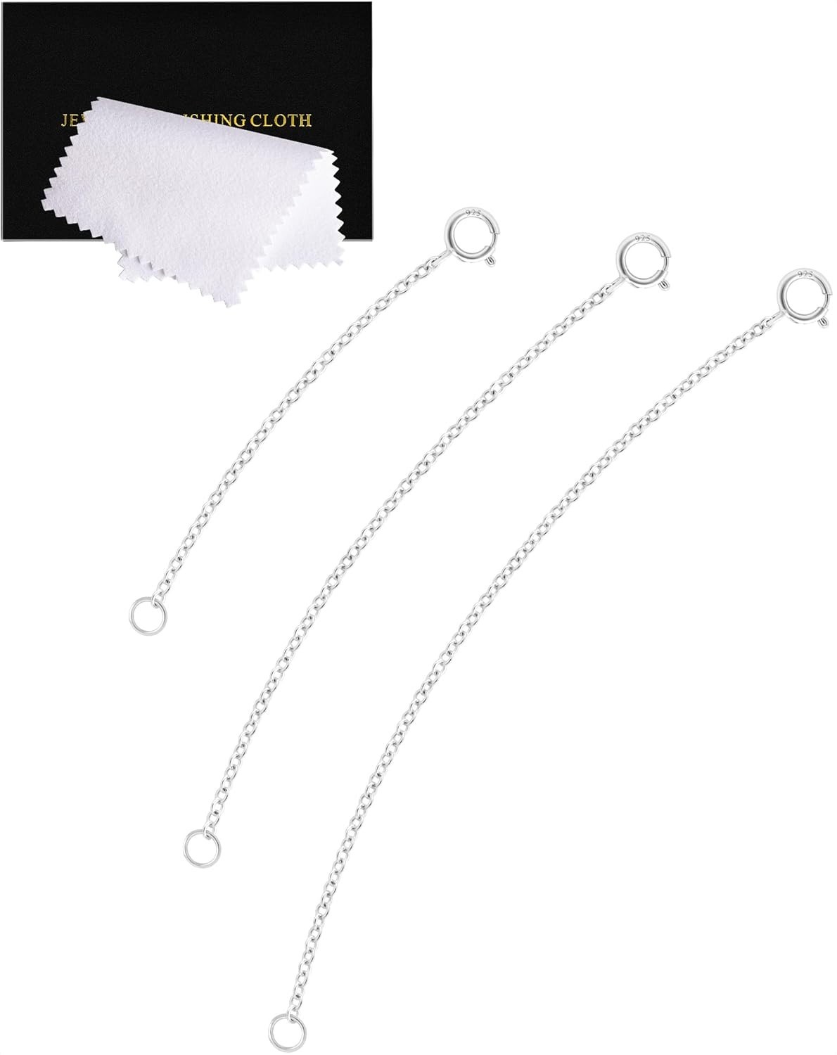 925 Sterling Silver Necklace Extender Set for Versatile Jewelry – 2, 3, 4 Inches
