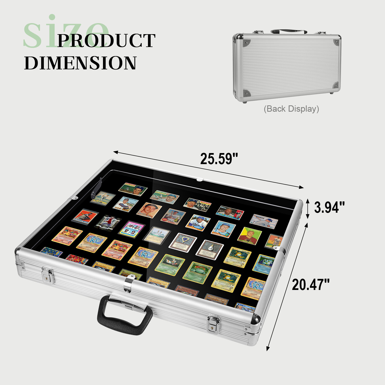 XL Lockable Aluminum Card Display Box Acrylic Trade Showing Case for TCG Jewelry