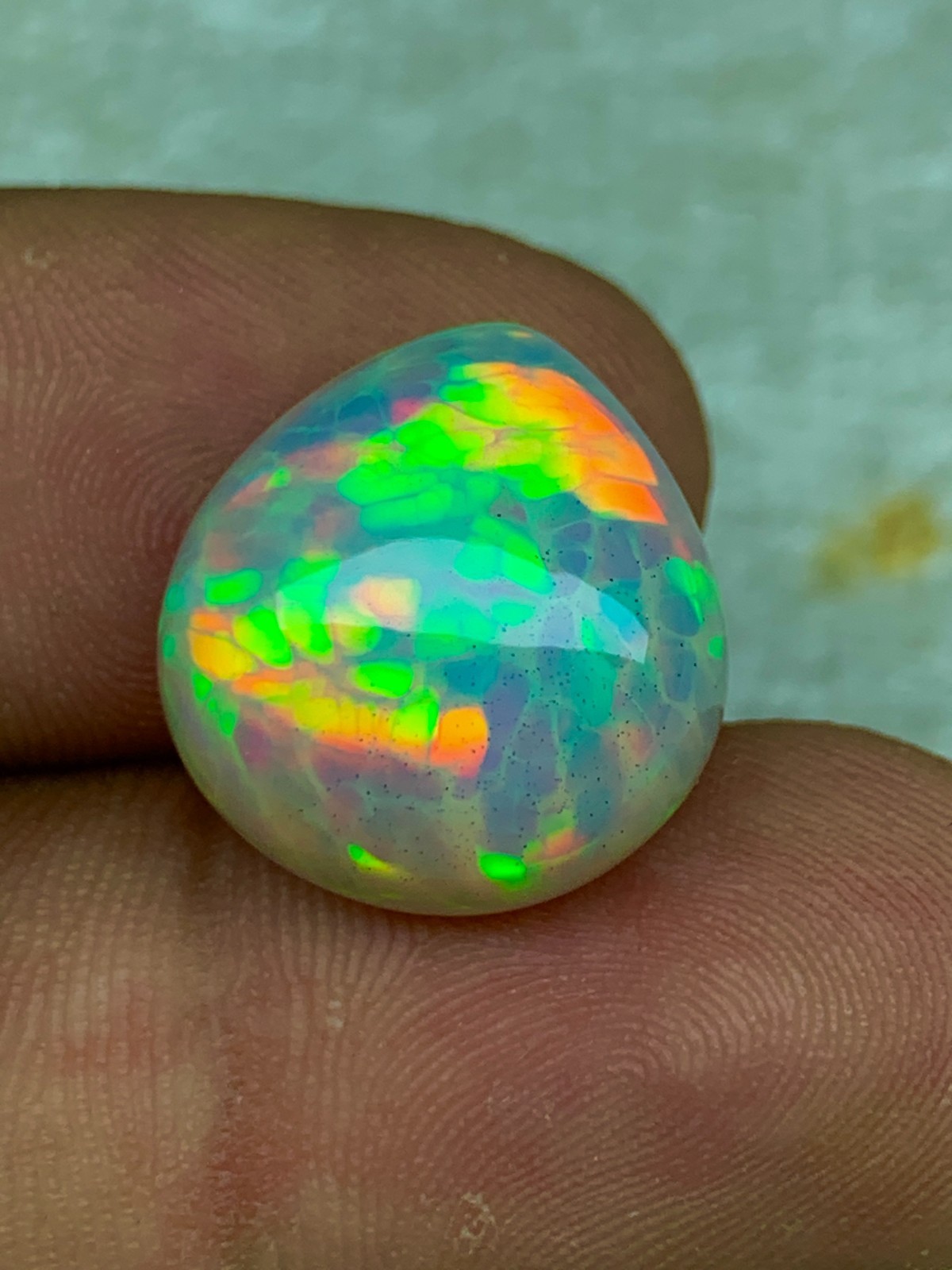 Natural Ethiopian Welo Opal 10.80crt Honeycomb Pattern Cabochon Loose Gemstone