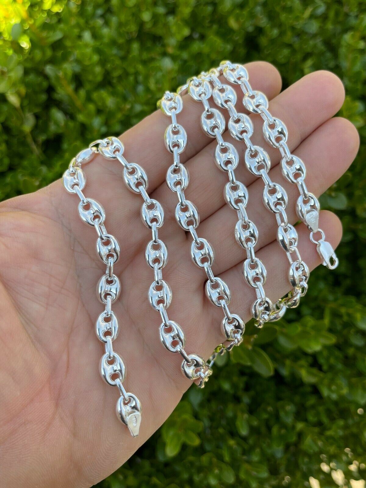 Real 925 Sterling Silver 8mm Puffed Mariner Link Chain Necklace Bracelet 7″-30″
