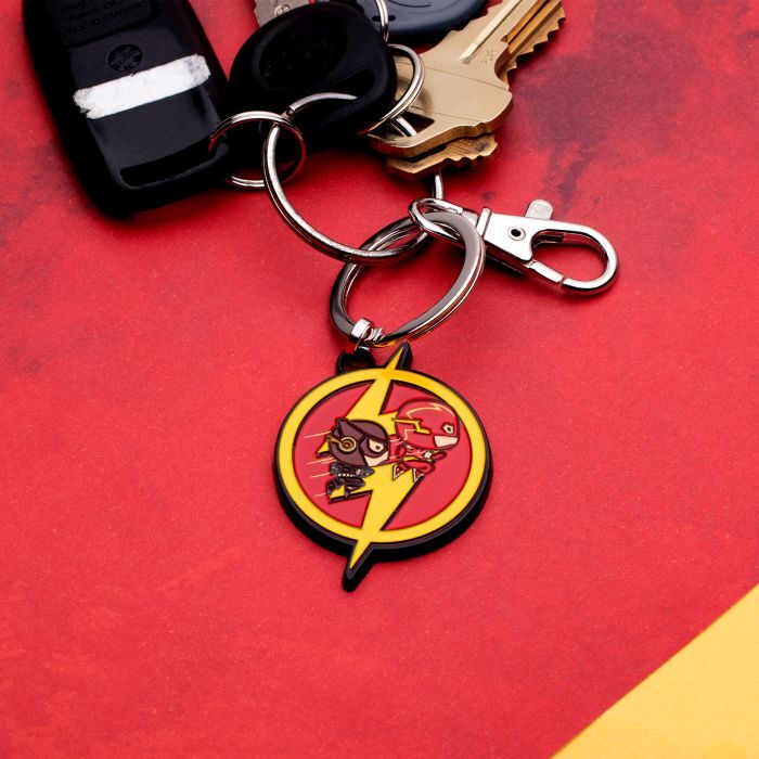 DC Comics The 2 Flashes Chibi Keychain, Official The Flash Movie – 3.6cm x 4.2cm