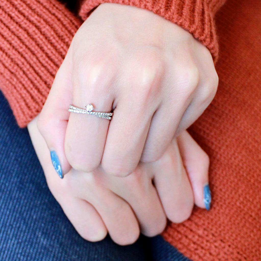 DA153 – High polished (no plating) Stainless Steel Ring with AAA Grade CZ in