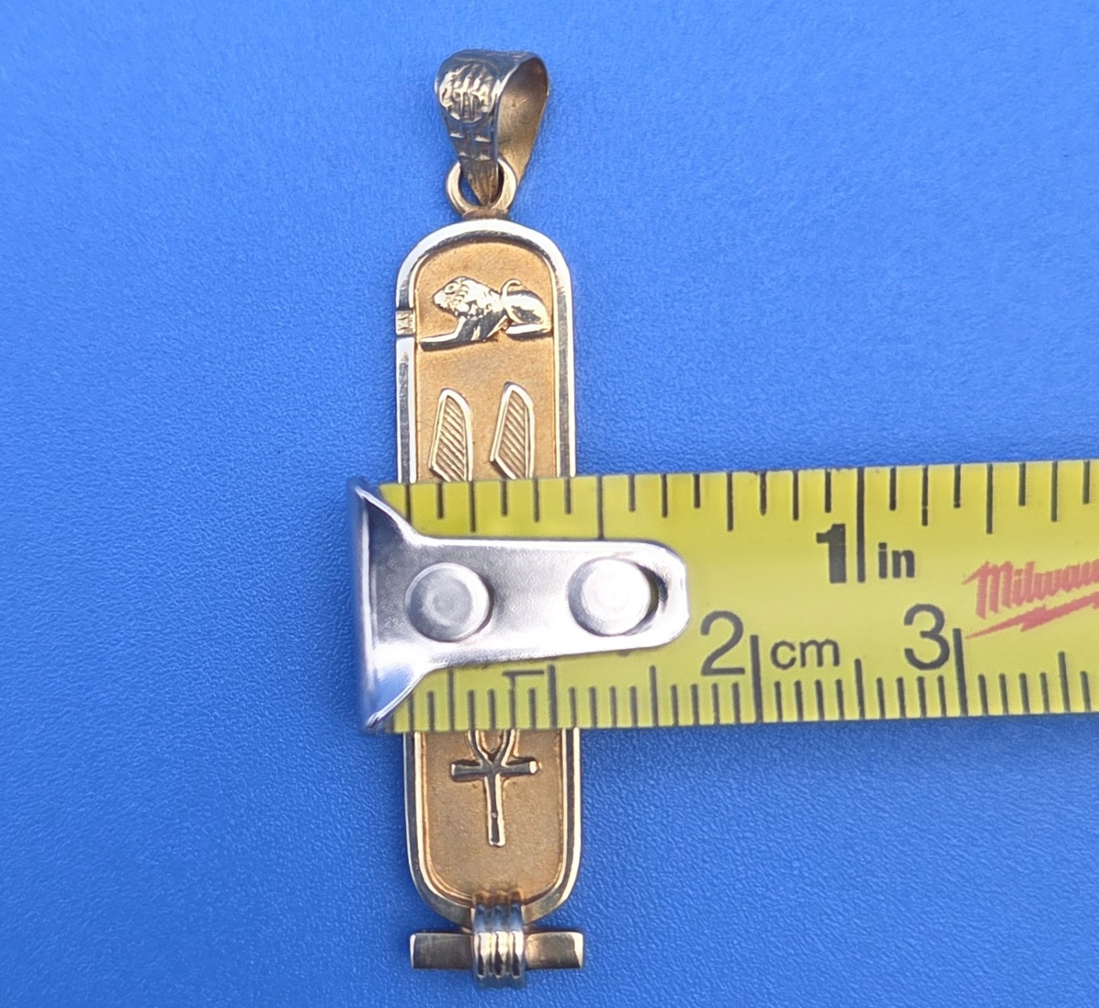 Authentic Solid 18KT YG Egyptian Cartouche Hieroglyphs Pendant Egypt 5.44 G