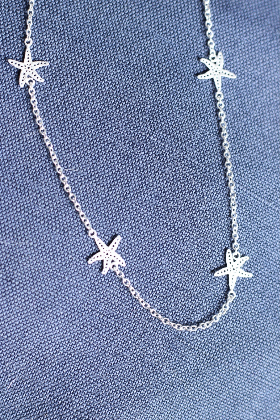Starfish Necklace Adjustable 18 Inch To 20” Silver Finish