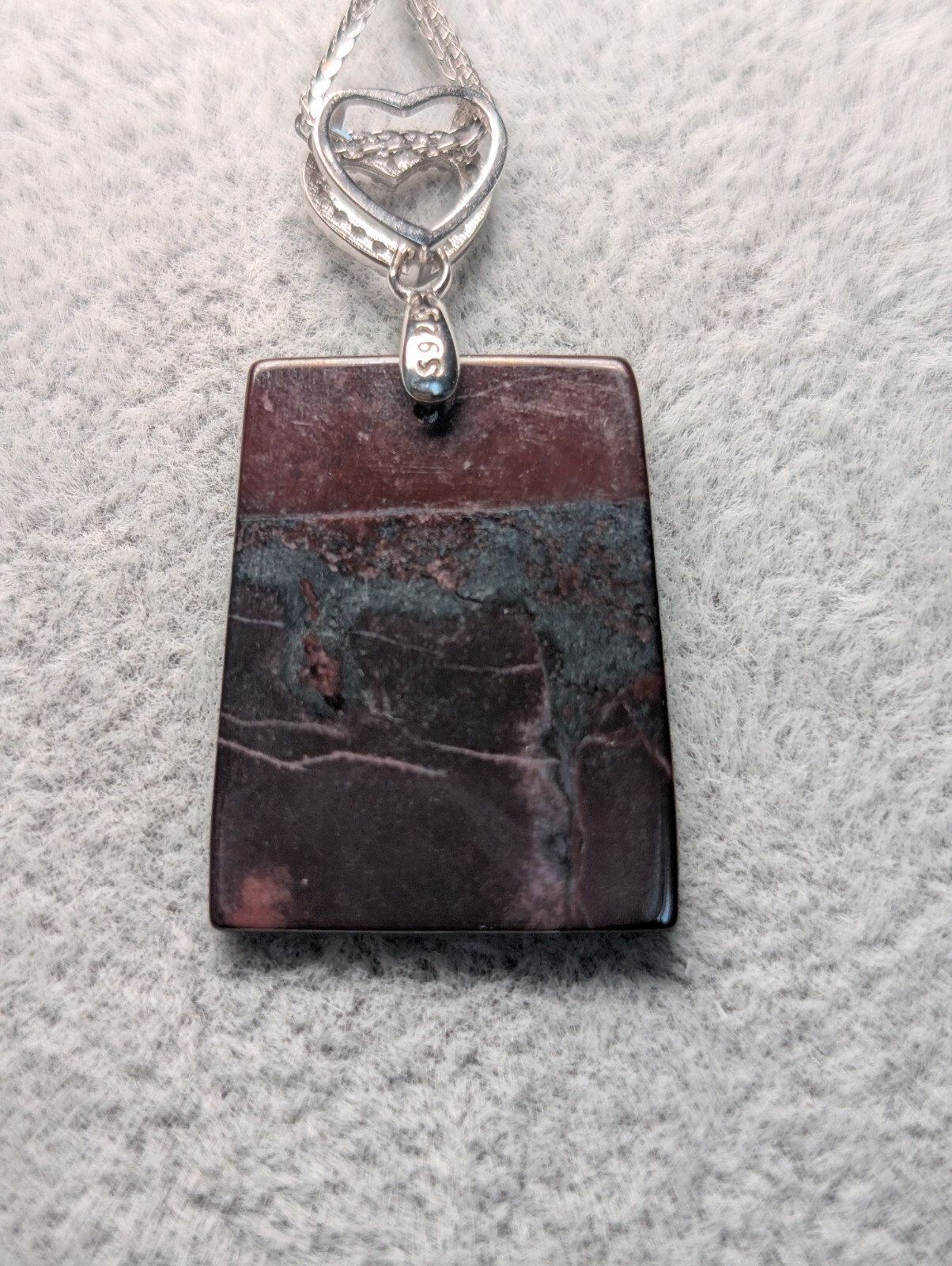 Sugilite Pendant Hand Carved Genuine with Sterling Silver Chain #7