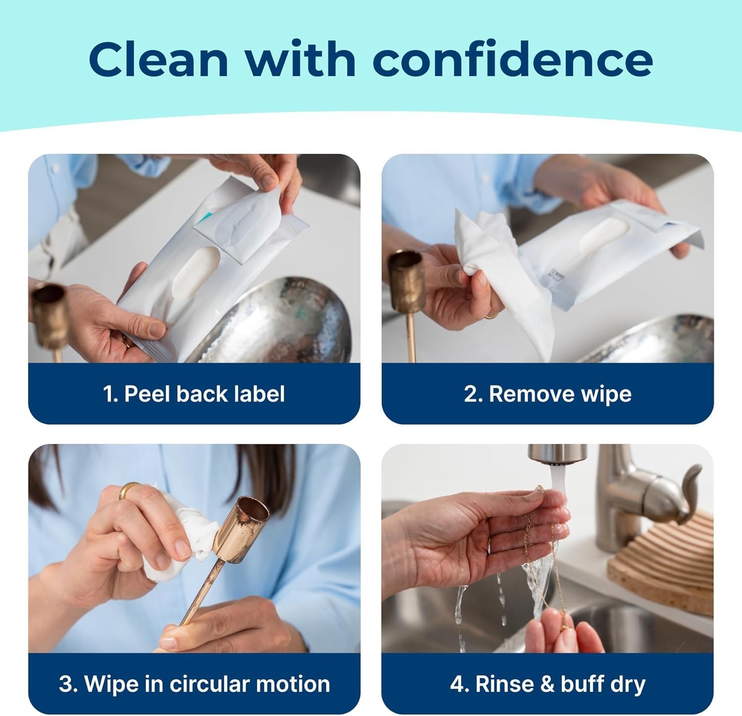 Carbona Silver Wipes | Metal Cleaner & Polish | 12 Wipes, 1 Pack