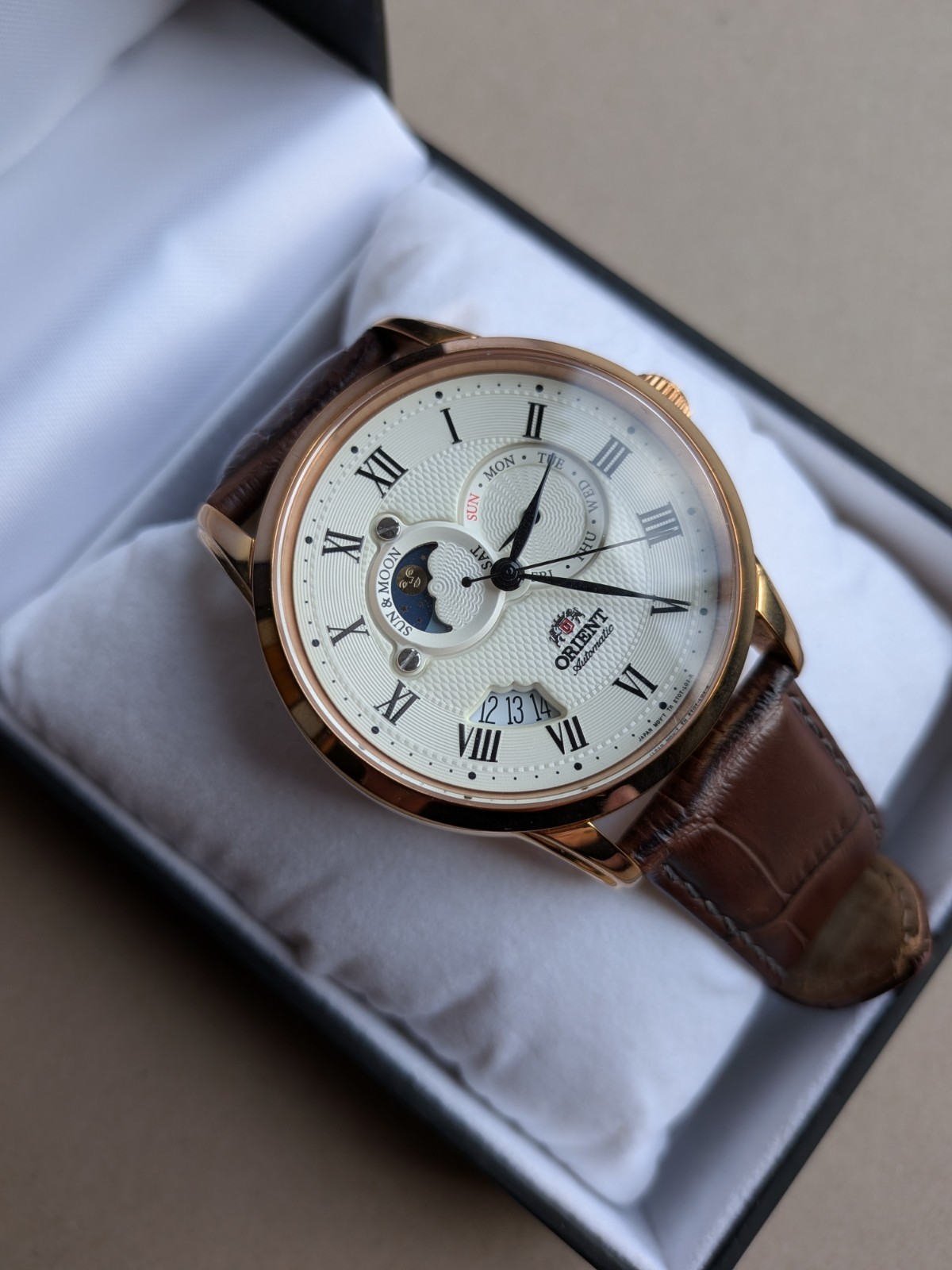 Orient Sun & Moon Automatic Men’s Watch – Rose Gold, Version 2