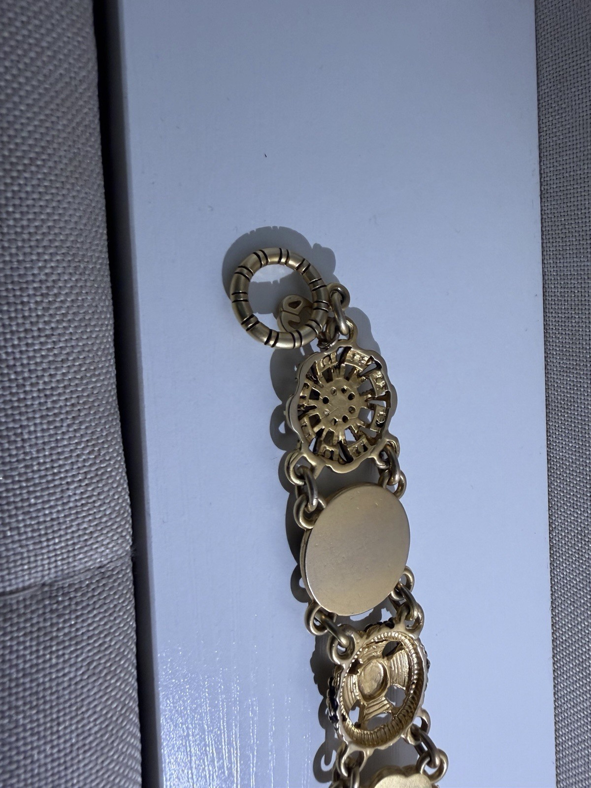 ~Rare~ ST. JOHN Matte Goldone & Enamel Button Link Bracelet