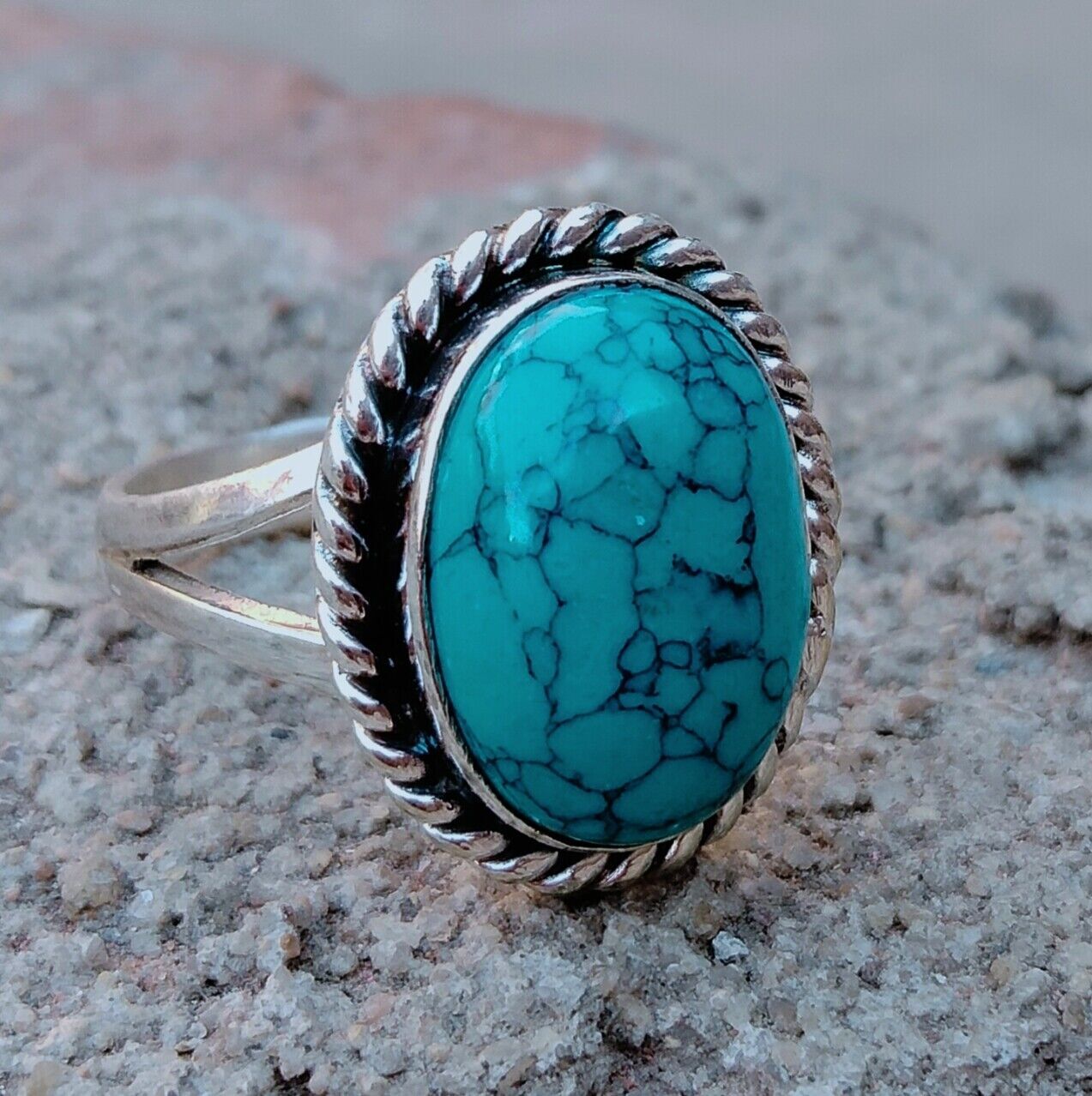 Turquoise 925 Sterling Silver Band& Spinner Ring Handmade ring All Size-U-50