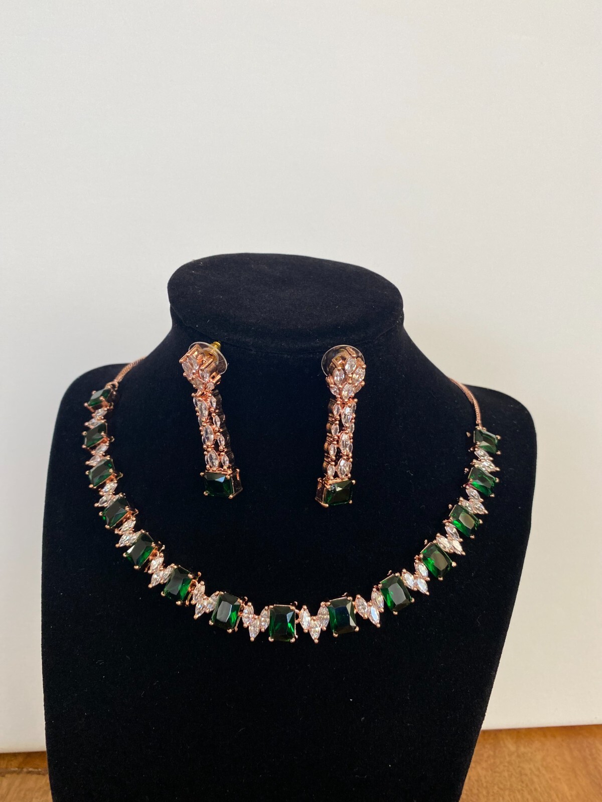 Emerald Necklace set A D Jewelry Rose Gold Bridesmaid Jewelry Gift C Z Jewelry