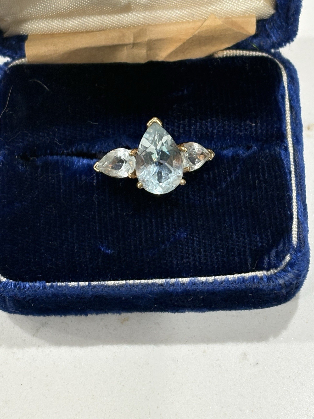 10KT Gold Ring Aquamarine Ladies Size 6.5 Vintage 3.2 Grams