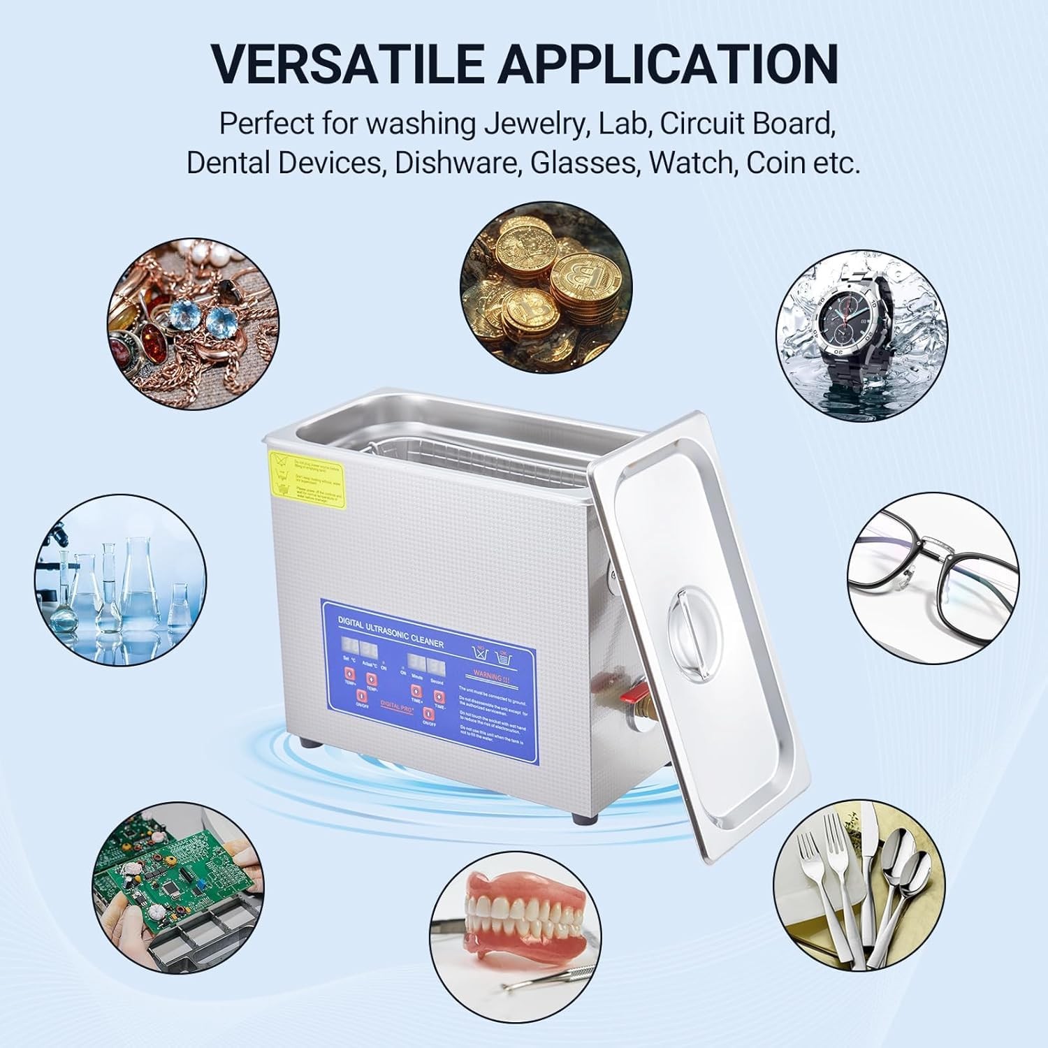 Industrial Heated Ultrasonic Cleaner 6.5L/1.72Gal 180W 40kHz | Commercial-Gra…