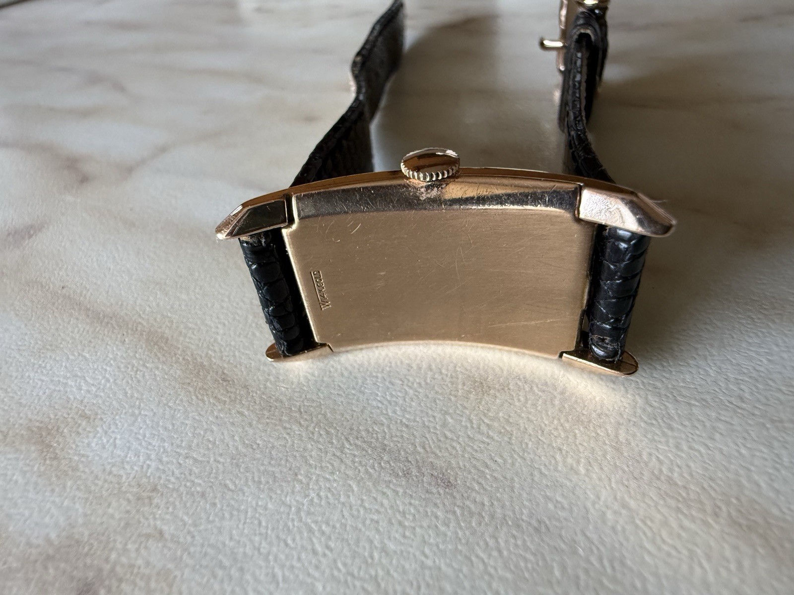 Gruen Curvex Precision Rectangular 14k Rose Gold. Rare and Shaped