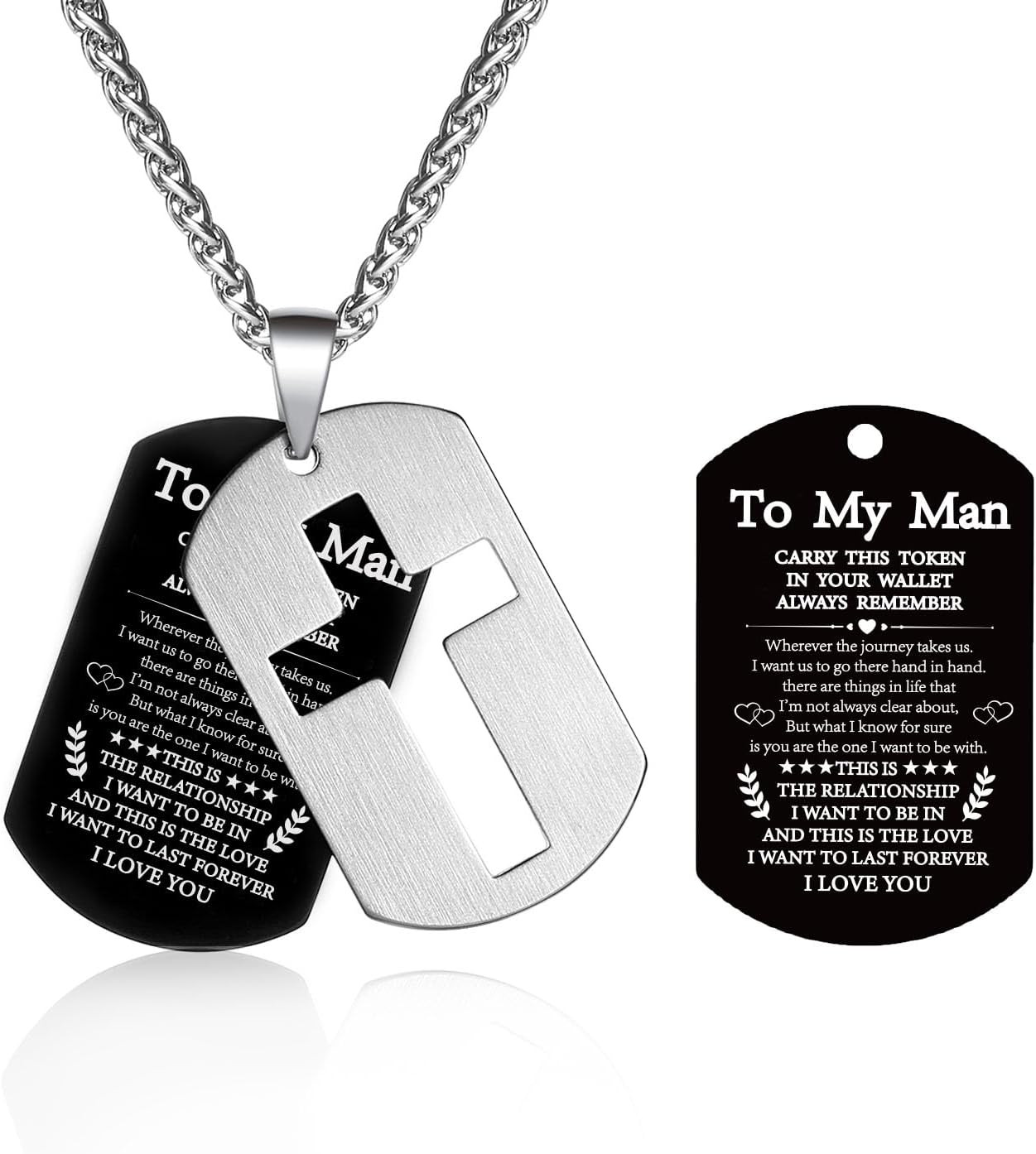 Dog Tag Cross Necklace Gifts for Boys Men, Stainless Steel Bible Verse Pendant C