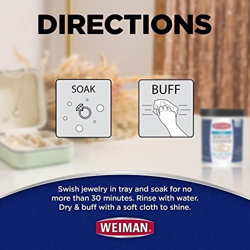 Weiman Fine Jewelry Cleaner Liquid with Cleaning Brush – Restores Shine & Brilli