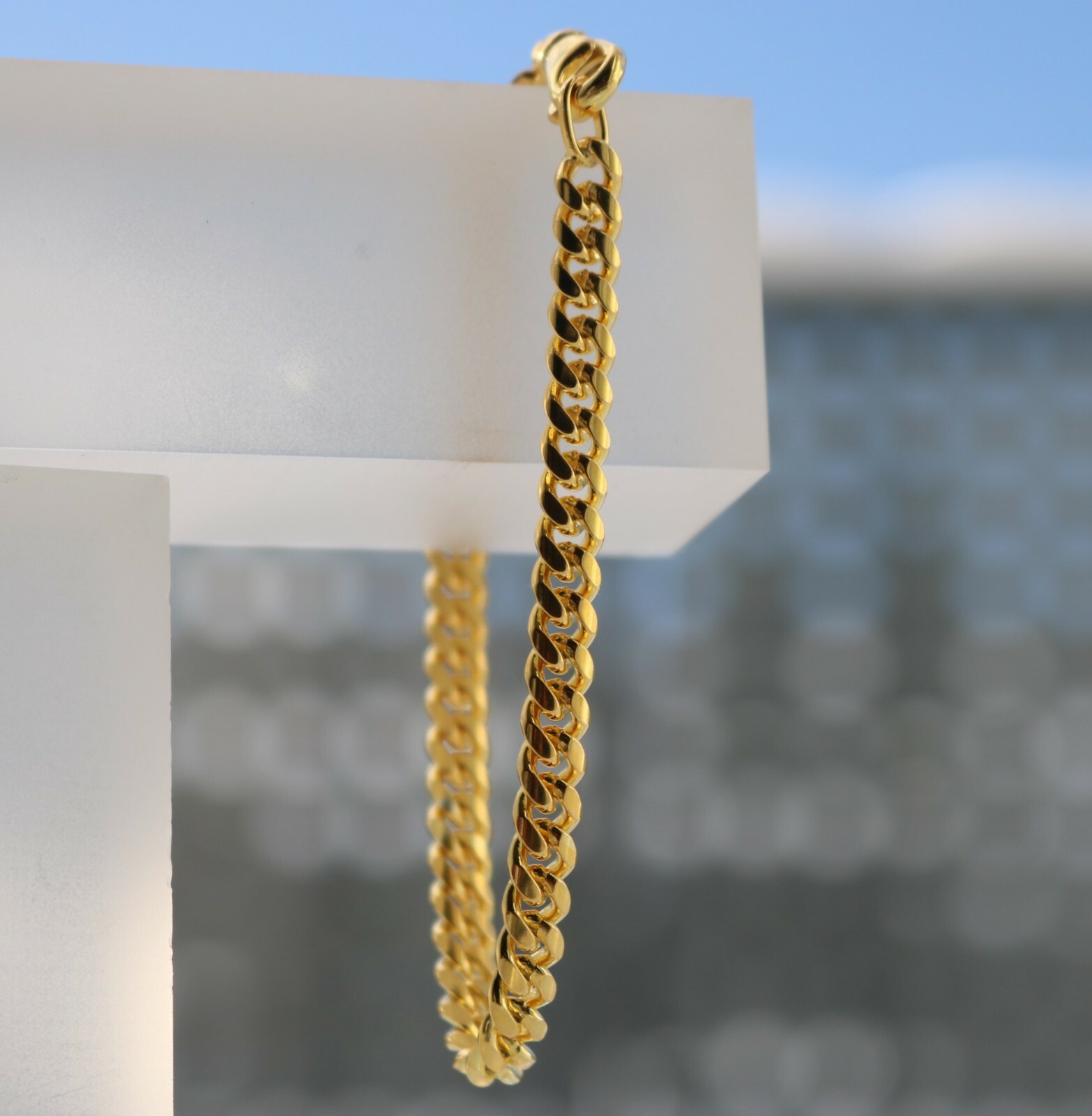 Curb Bracelet Gold Plated Silver 925 Bracelet 6mm for Men Women | 19cm 20cm