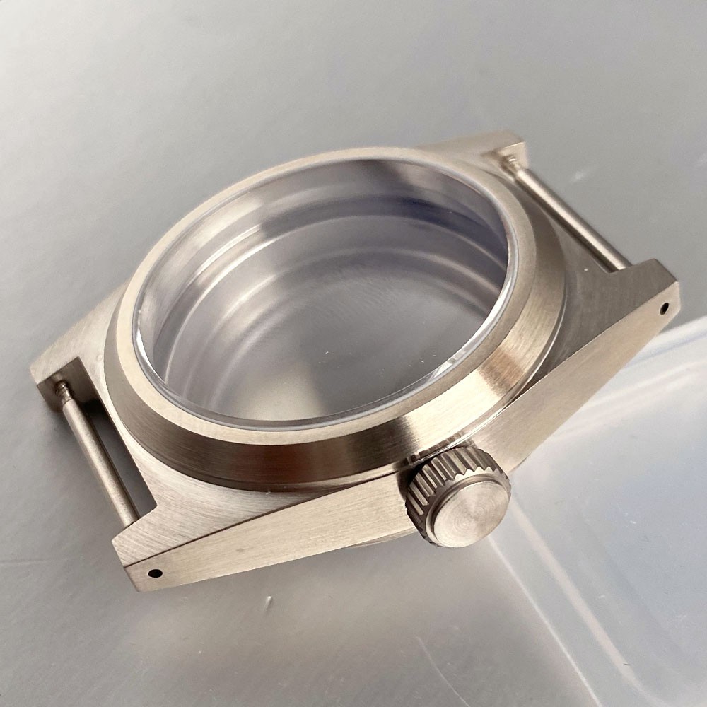 New 38mm AR Sapphire 20ATM Brushed Steel Watch Case Fit NH35 ETA2824 Miyota 8215