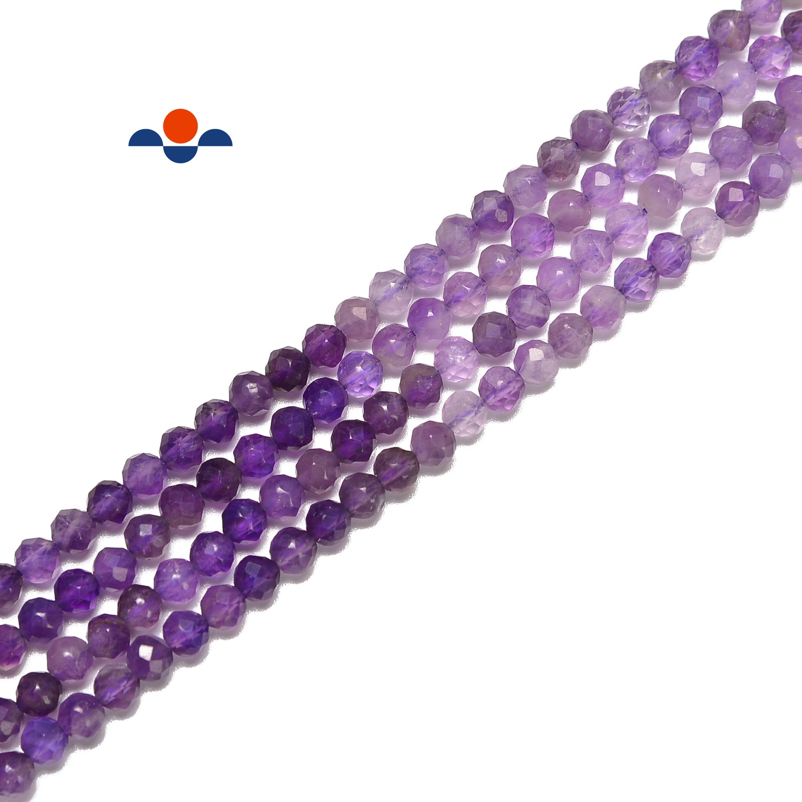 Natural Gradient Amethyst Faceted Round Beads Size 4mm 15.5” Strand (4mm)