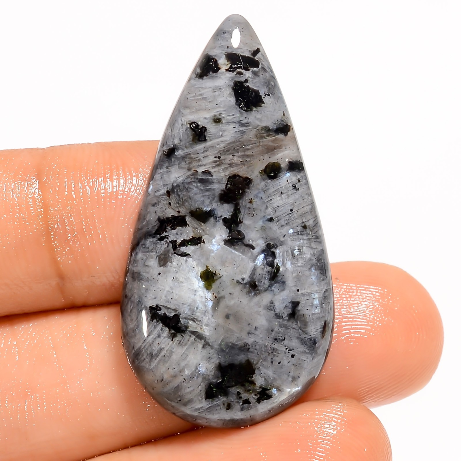 30.5 Ct Natural Larvikite Pear Cabochon Loose Gemstone For Jewelry 37X20X5 mm