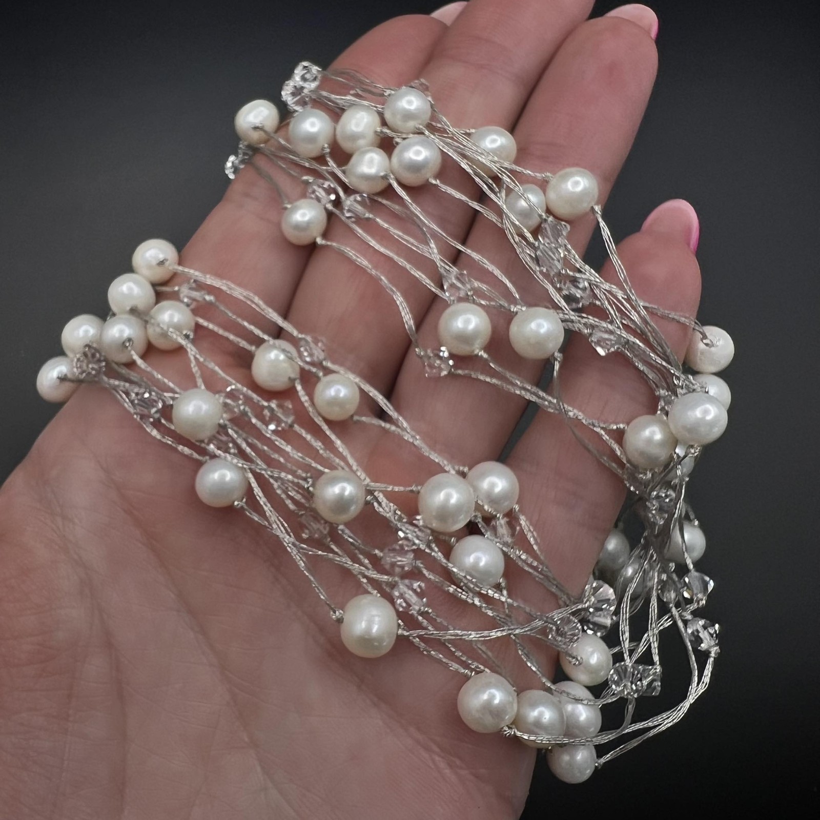S&S Disigner Vintage Sterling Silver 925 Necklace Jewelry Mother of Pearl 33 gr