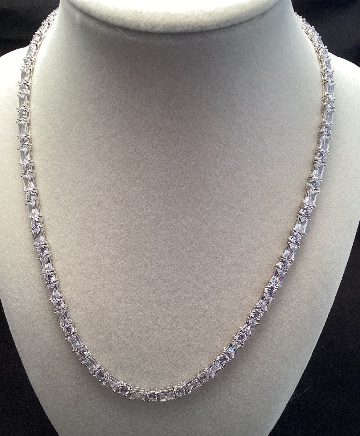 Sterling Silver Fusion Creations TENNIS Necklace 18” Cubic Zirconia 4mm Necklace
