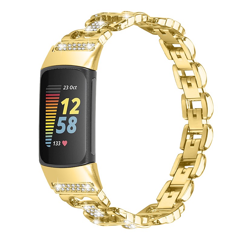 For Fitbit Charge 5 6 Bling Rhinestone Stainless Steel Band Bracelet Watch Strap
