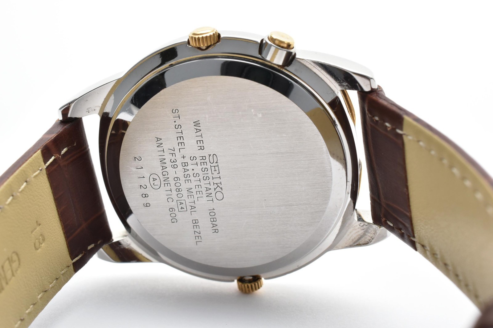 SEIKO Avenue 7F39-6080 Moon phase Day Date 34mm Vintage Quartz Men’s Watch JAPAN