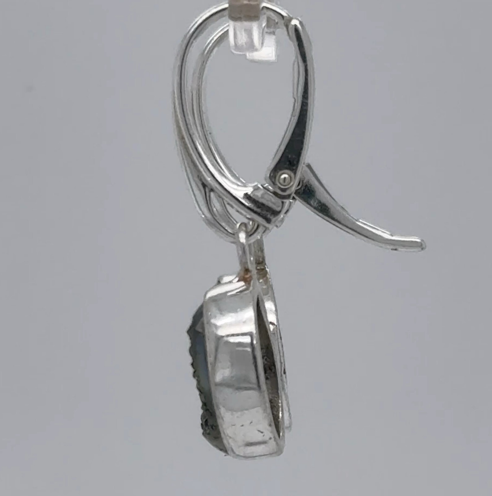 Oval DRUZY / Druse / Drusy Quartz Earrings – 925 STERLING SILVER Leverback #154e