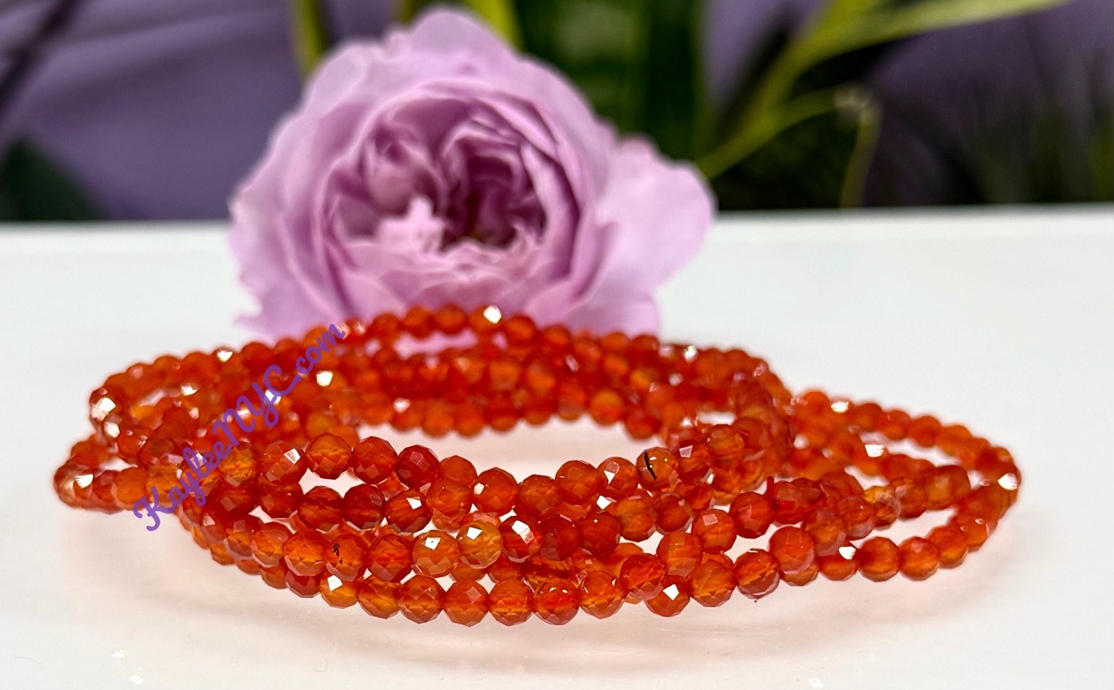 Wholesale 6 Pcs Natural Carnelian 4mm Faceted 7.5” Stretch Bracelet